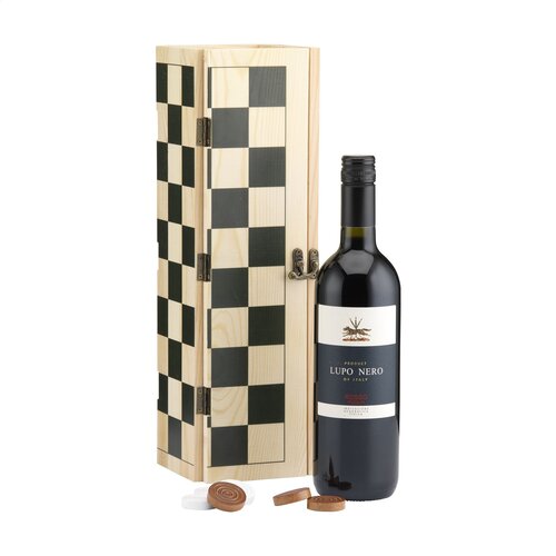 Rackpack Gamebox Checkers wijnkist 269421 met houten damspel