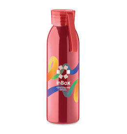 DeBle roestvrijstalen drinkfles 650 ml MO2241 met siliconen hanger bedrukt met logo