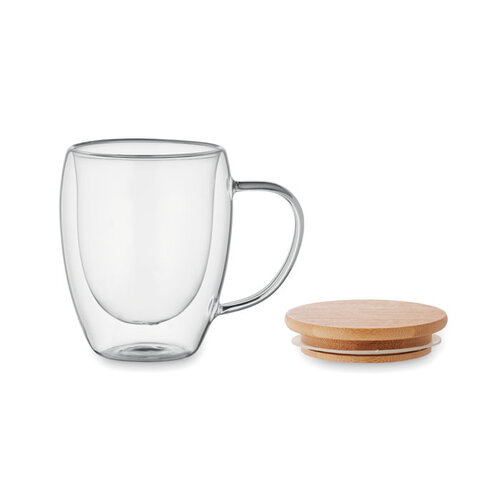 Dubbelwandige borosilicaat mok (MO2198) met logo