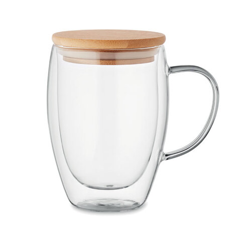 Dubbelwandige mok borosilicaat (MO2199) met logo