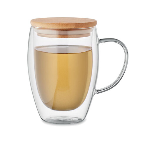 Dubbelwandige mok borosilicaat (MO2199) met logo