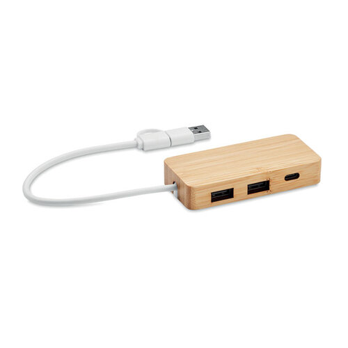 Bamboe USB hub 3 poorten MO2143 HUBBAM