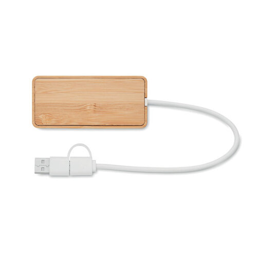 Bamboe USB hub 3 poorten HUBBAM (MO2143) met logo