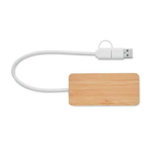 Bamboe USB hub 3 poorten HUBBAM (MO2143) met logo