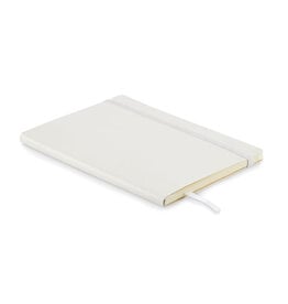 A5 gerecycled notitieboek MO2118 – duurzaam notitieboek met zachte PU-omslag, elastische sluiting en 160 gelinieerde pagina’s, ideaal relatiegeschenk