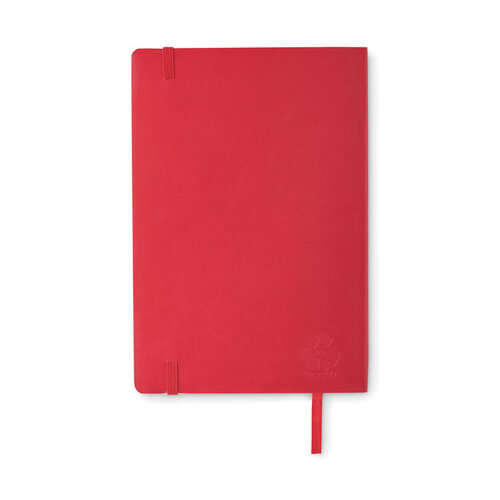 A5 gerecycled notitieboek MO2118 – duurzaam notitieboek met zachte PU-omslag, elastische sluiting en 160 gelinieerde pagina’s, ideaal relatiegeschenk