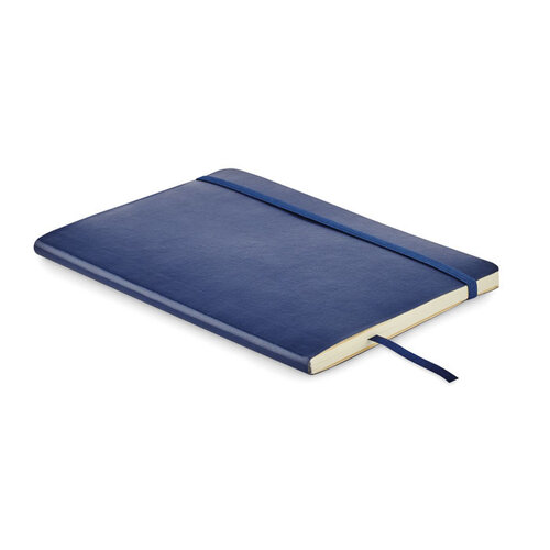 A5 gerecycled notitieboek MO2118 – duurzaam notitieboek met zachte PU-omslag, elastische sluiting en 160 gelinieerde pagina’s, ideaal relatiegeschenk