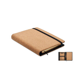 A5 portfolio van kurk MO2097 – duurzame portfolio met harde kurken omslag, gerecycled papier en pen, ideaal relatiegeschenk