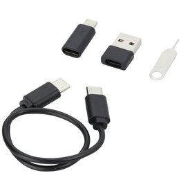 Savvy modulaire oplaadkabel van gerecycled plastic met telefoonhouder