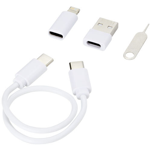 Savvy modulaire oplaadkabel van gerecycled plastic met telefoonhouder - 124361