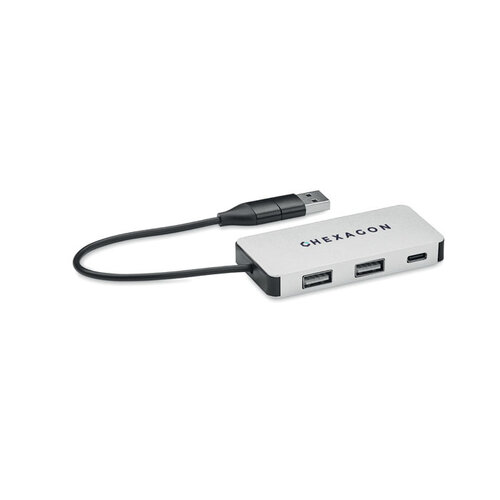 Aluminium USB hub 3 poorten MO2142 HUB-C Aluminium USB hub 3 poorten MO2142 HUB-C
