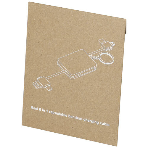 Reel 6-in-1 intrekbare bamboe sleutelhanger oplaadkabel 124329
