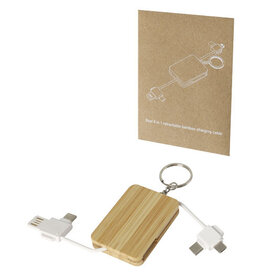 Reel 6-in-1 intrekbare bamboe sleutelhanger oplaadkabel