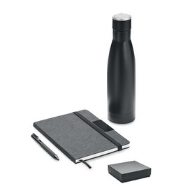 YOKOSO Luxe 3-delige geschenkset MO2162 met A5 RPET notitieboek, balpen en RVS vacuümfles in luxe verpakking