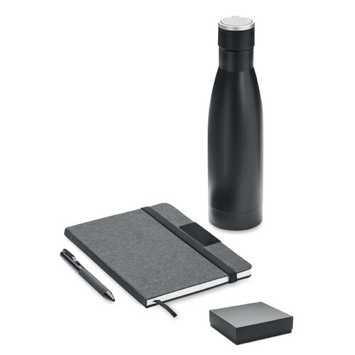 YOKOSO Luxe 3-delige geschenkset MO2162 met A5 RPET notitieboek, balpen en RVS vacuümfles in luxe verpakking
