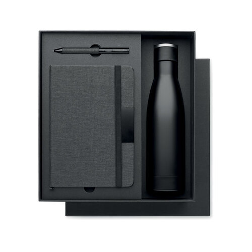 YOKOSO Luxe 3-delige geschenkset MO2162 met A5 RPET notitieboek, balpen en RVS vacuümfles in luxe verpakking
