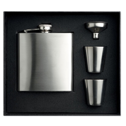 Heupfles met bekertjes Slimmy flask set (MO8321) met logo