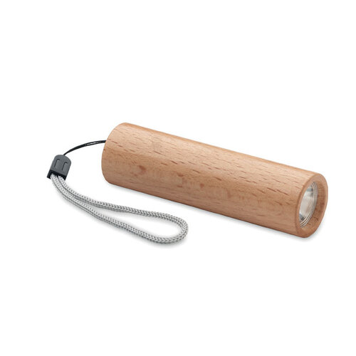 Oplaadbare zaklamp beukenhout  (MO2137) met logo