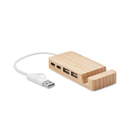MO2144 Bamboe USB hub 4 poorten HUBSTAND