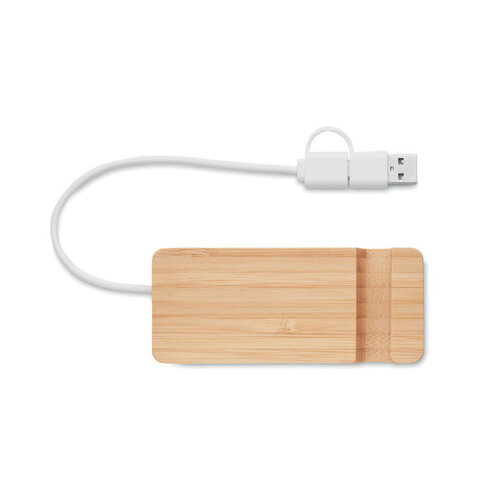 Bamboe USB hub 4 poorten HUBSTAND (MO2144) met logo
