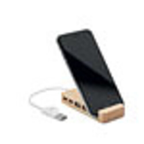 Bamboe USB hub 4 poorten HUBSTAND (MO2144) met logo