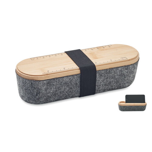 RPET vilten etui met deksel MILE (MO2114) met logo