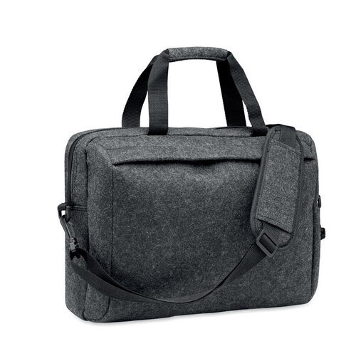 RPET vilten 15 inch laptoptas MO2165 met trolleyhouder en bedrijfslogo