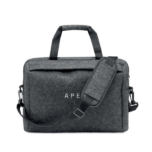 RPET vilten 15 inch laptoptas MO2165 met trolleyhouder en bedrijfslogo