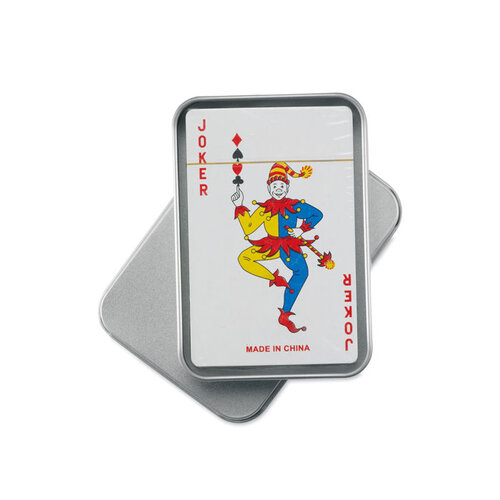 Speelkaarten in blikken doosje Amigo (MO7529) met logo