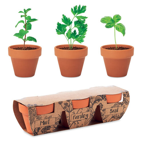 Kruidenpotjes set van 3 Flowerpot (MO6145) met logo