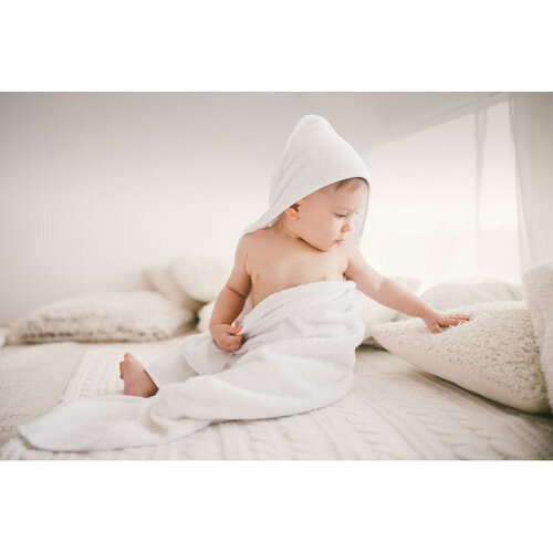 Katoenen babyhanddoek met kap HUGME (MO2253) met logo