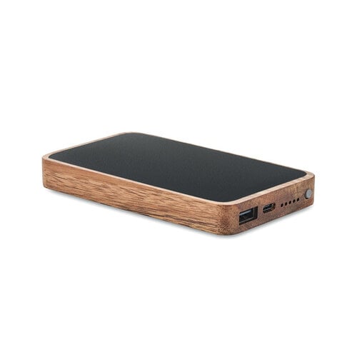 DeBle draadloze 4000 mAh powerbank van acaciahout bedrukken MO2185