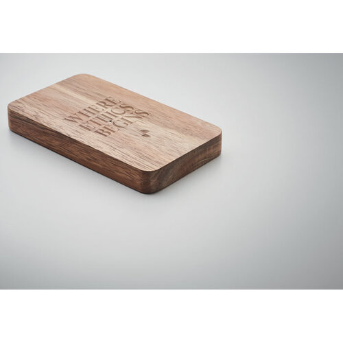 DeBle draadloze 4000 mAh powerbank van acaciahout bedrukken MO2185