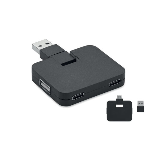 4-poorts USB-hub SQUARE-C (MO2254) met logo