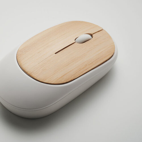 Bamboe draadloze muis CURVY BAM (MO2085) met logo