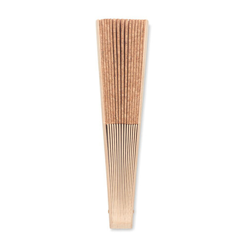 Handwaaier van hout en bamboe Fanny cork (MO6232) met logo