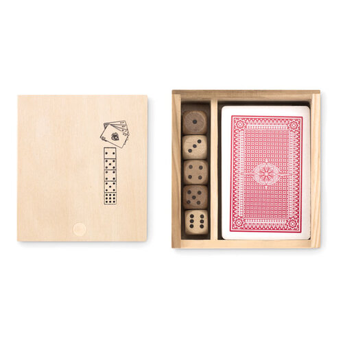 Spelletjes in houten doos LAS VEGAS  (MO9187) met logo