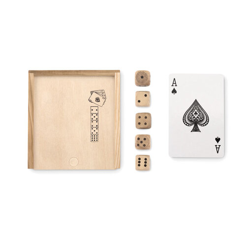 Spelletjes in houten doos LAS VEGAS  (MO9187) met logo
