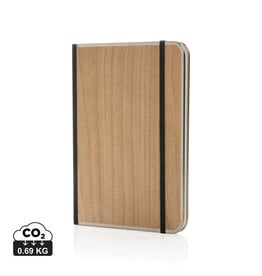Treeline A5 notitieboek met luxe FSC® houten kaft P774.57 voorzien van 160 gelinieerde pagina's en elastische sluitband