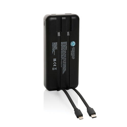 DeBle Gridley 20.000 mAh 65W laptop powerbank van RCS-gerecycled ABS bedrukken