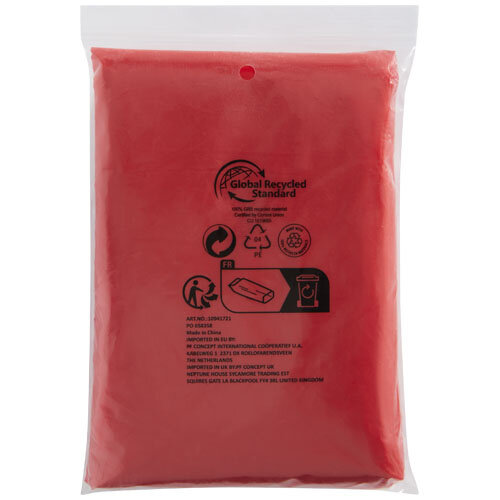 Mayan gerecyclede wegwerp regenponcho met opbergtasje 109417 Mayan gerecyclede wegwerp regenponcho met opbergtasje 109417