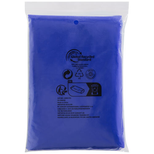 Mayan gerecyclede wegwerp regenponcho met opbergtasje 109417 Mayan gerecyclede wegwerp regenponcho met opbergtasje 109417