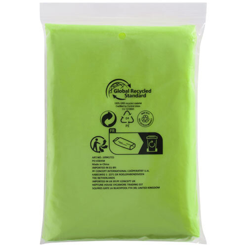 Mayan gerecyclede wegwerp regenponcho met opbergtasje 109417 Mayan gerecyclede wegwerp regenponcho met opbergtasje 109417