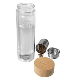 Waterflessen bedrukken Bailey infuusfles van borsilicaatglas met bamboe deksel