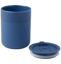 Koffietassen bedrukken Java 330 ml beker van keramiek met siliconen wikkel en plastic deksel