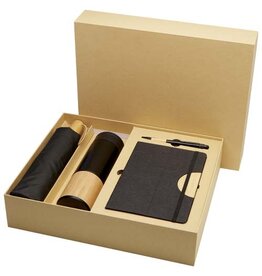 Geschenkset met notitieboek, balpen en mok