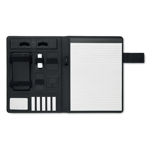Burgus A4 map MO2495 met 15W draadloze oplader en logo