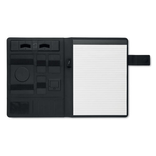 Burgus A4 map MO2495 met 15W draadloze oplader en logo