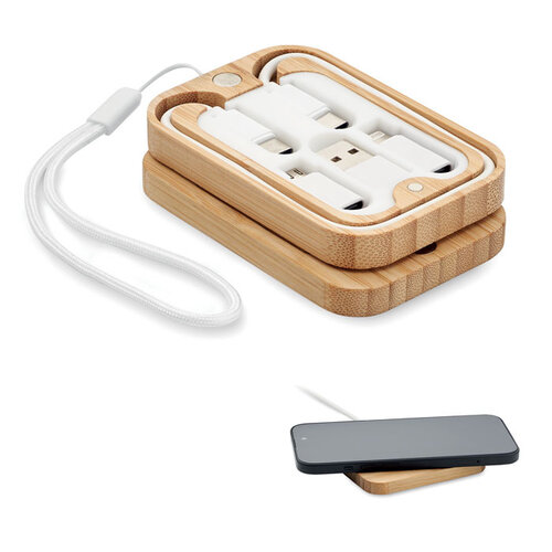 Chargoo draadloze oplader in bamboe (MO2450) met logo