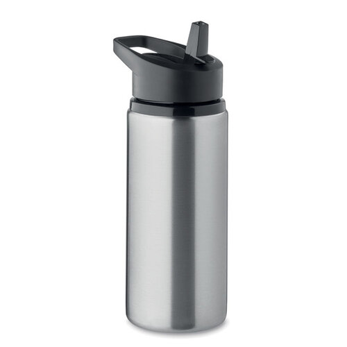 DeBle Spot drinkfles 500 ml MO2500 van gerecycled RVS met rietje en draaggreep bedrukt met logo
